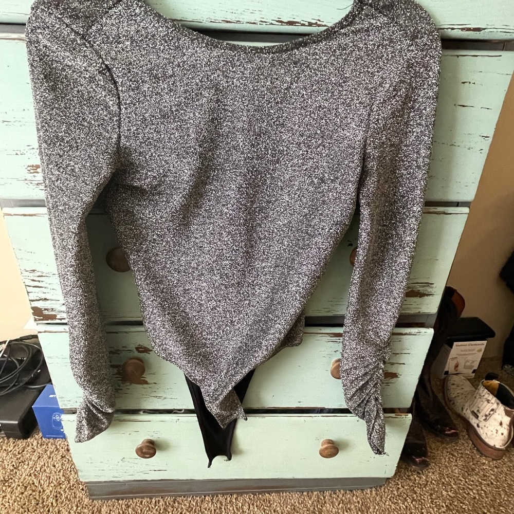 SHEIN grey sparkly bodysuit